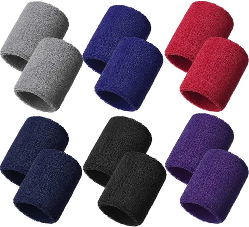 Vista 8 de Bememo 12 piezas de muñequeras de neón, muñequeras para la muñeca, banda absorbente de sudor para competiciones, para hombres y mujeres