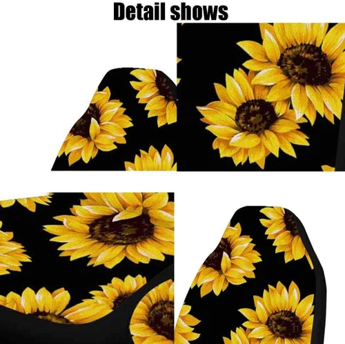 Vista 2 de Fundas de asiento delantero de automóvil, estampado de girasol universal, protector de asiento de automóvil, funda completa para la mayoría
