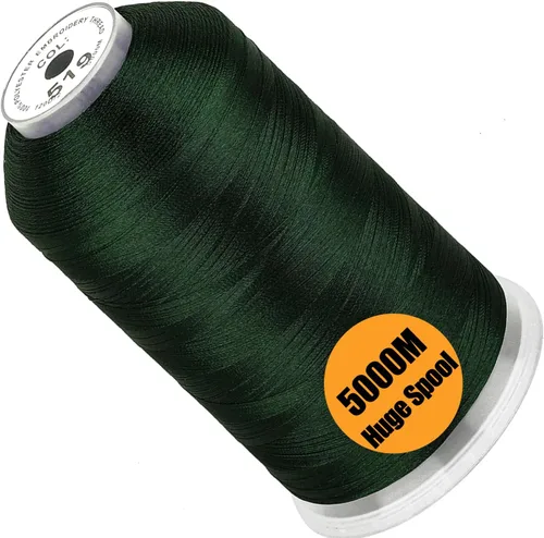 Vista 76 de New brothread - Bobina única de 5000 m de hilo de poliéster para máquina de bordar de 40WT para máquinas comerciales y domésticas - Verde opalino