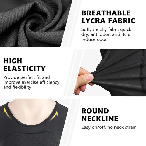 Vista 4 de Men's Football Padded Compression Shirt Baseball Chest Protector Rib Protector Vest Heart Guard Sternum Undershirt for Rugby Soccer Hockey Paintball