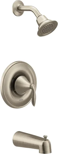 Vista 2 de Moen Eva T2133EPBN - Kit de molduras para bañera y ducha Posi-Temp de níquel cepillado sin válvula, T2133EPBN