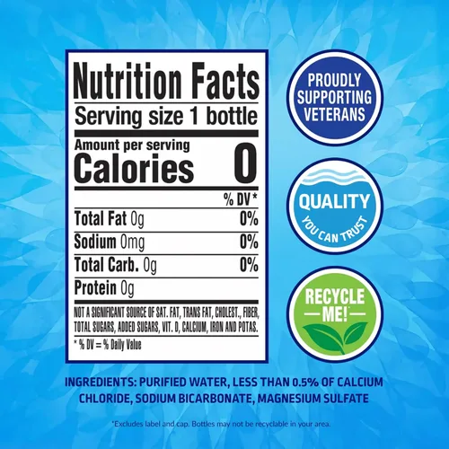 Vista 2 de Botellas de agua purificada Pure Life, pack de 24 - Agua embotellada natural enriquecida con minerales para un sabor fresco, botellas de plástico