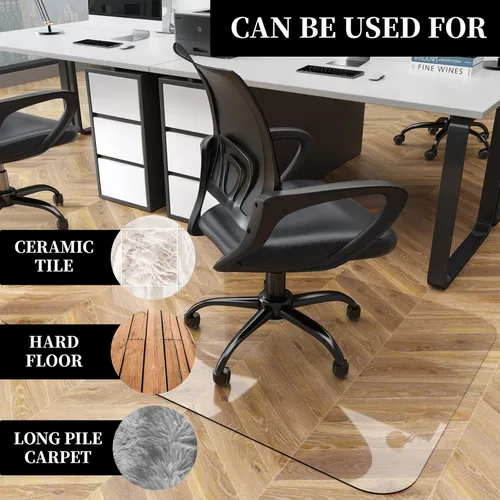 Vista 8 de Tapete para silla de oficina, 32 x 48 pulgadas, de plástico transparente y resistente, protector para debajo de la computadora, protector de suelo