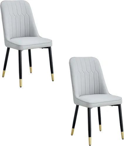 Vista 10 de Juego de 2 sillas de comedor para sala de estar, cocina, dormitorio, Sillas De Comedor para Comedor, cómodas y modernas, de piel sintética, patas