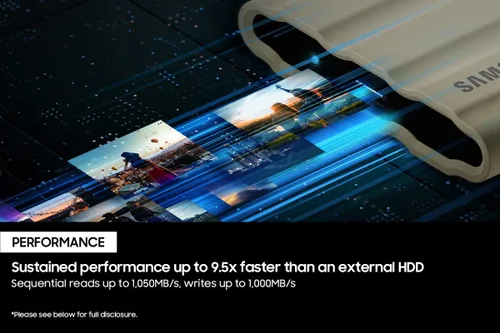 Vista 5 de Samsung T7 Shield SSD portátil de 1 TB, USB 3.2 Gen2 SSD externo, hasta 1050MB/s, resistente, IP65 resistente al agua y al polvo, para fotógrafos