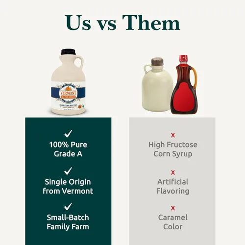 Vista 3 de Vermont Maple Syrup - Jarabe de arce orgánico de grado A, ámbar rico de 32 oz - Jarabe de arce 100% puro y auténtico para panqueques, waffles y más