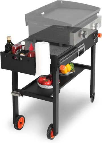 EUTRKei Mesa de Plancha para Plancha Blackstone, Mesa de Plancha Portátil con Carrito - Se Adapta a Otras Parrillas de Mesa de 17" o 22", Soporte