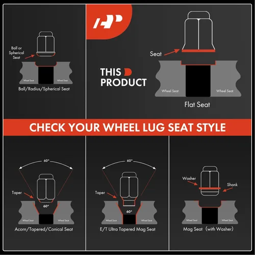 Vista 3 de A-Premium Tuercas de rueda M12-1.50 compatibles con Chevrolet Equinox Malibu Impala Camaro HHR GMC Terrain Envoy Saab 9-7x Buick 5-PC Set