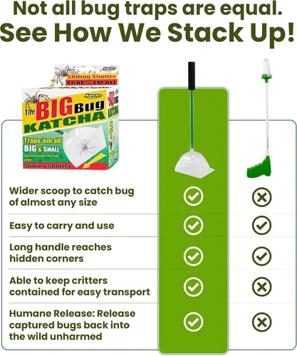 Vista 7 de Trampa para insectos acrílica humana Katcha - Herramienta de captura y liberación de arañas de 25" de largo con contenedor de plástico grande