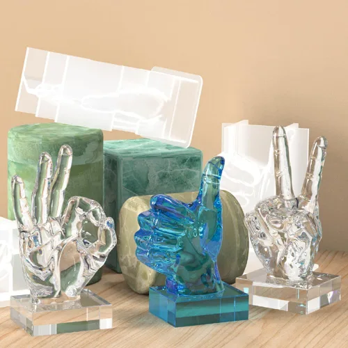 Vista 5 de Molde de silicona en forma de mano, molde de vela de gestos creativos, molde de fundición de resina 3D para hacer velas y hornear, hacer jabón