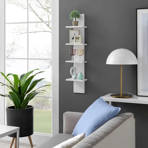 Vista 7 de Danya B. Arica Utility Column - Estantes de pared de 4 niveles (blanco)