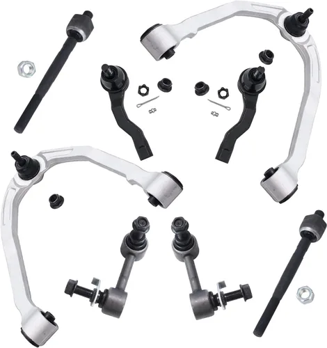 Vista 144 de Detroit Axle - Kit de 8 piezas para Chevy GMC Silverado Sierra Suburban 1500 Yukon Cadillac Escalade 2 brazos de control superior, 2 barras