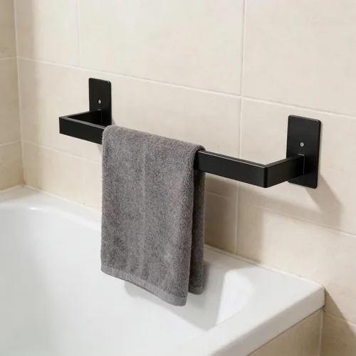 Vista 3 de Barra de Toalla de Baño Autoadhesiva, Toallero sin Perforación Fácil de Instalar, Soporte de Toalla de Mano Hecho de Acero Inoxidable Premium
