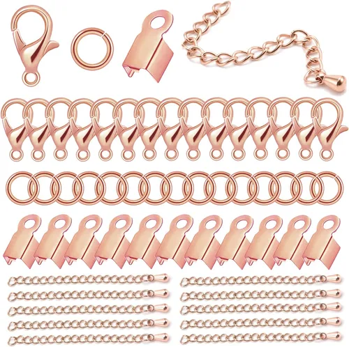 Vista 8 de Juego de 580 piezas de accesorios para fabricación de joyas, incluye 250 conectores de anillo de salto abiertos, 250 tapas de extremo de cable