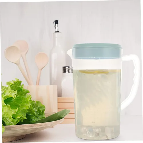 Vista 2 de Recipiente transparente grande de plástico dispensador de leche, jarra de té de 87.9 fl oz para nevera, jarra de agua fría, tetera de café, tetera