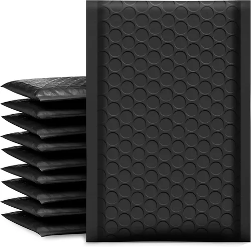 UCGOU Sobres de burbujas de 3.5 x 6.5 pulgadas, color negro, paquete de 50 sobres acolchados tamaño utilizable 3.5 x 5 pulgadas paquetes de correo
