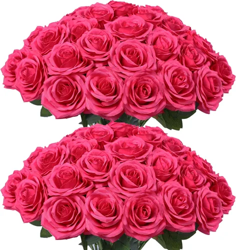 Vista 33 de LVEFIT Flores Artificiales de Rosa Rosas Polvorientas Flores de Seda 12 piezas con Rosas de Seda de Tallo Largo Ramo para Boda, Ducha Nupcial