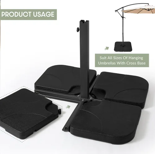 Vista 3 de WestinTrends Paraguas universales de 4 piezas con base cuadrada en voladizo para patio al aire libre, pesos resistentes, relleno de agua o arena