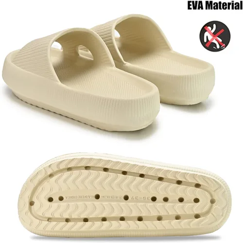 Vista 4 de QIGEGE Cloud Slides for Men Women Pillow Slippers with Socks Super Cushioned Thick Bottom Soft Platform Sandals for Shower Bathroom Non-Slip, Indoor