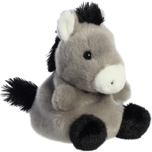 Vista 3 de Aurora® Adorable Palm Pals™ Eli Donkey™ Animal de peluche, diversión de bolsillo, juego sobre la marcha, gris, 5 pulgadas