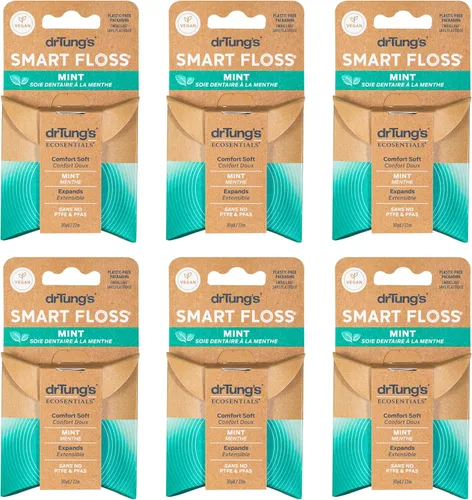 Vista 14 de DrTung's Smart Floss, 30 yardas, hilo dental – Los colores naturales del sabor del cardamomo pueden variar