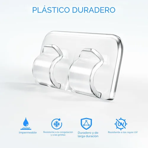 Vista 2 de Hetyue Ganchos para clips de luces de cadena para exteriores: 26 ganchos de luz resistentes con tiras adhesivas impermeables - Soportes de cable