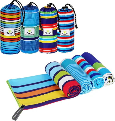 Vista 16 de 4Monster Toalla de playa de microfibra de secado rápido, toalla de viaje ligera súper absorbente para nadadores, toalla de camping sin arena