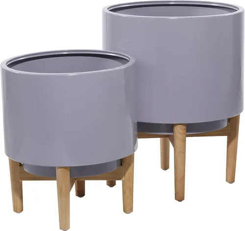 Vista 6 de Deco 79 16599 Maceta, 20 pulgadas, 16 pulgadas de alto, gris