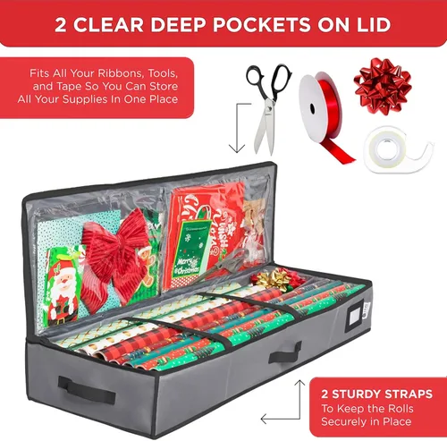 Vista 4 de HOLDN' STORAGE Contenedor de almacenamiento de papel de regalo de alta calidad, duradero 600D a prueba de desgarros, se adapta a 27 rollos de papel