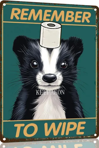 Skunk Bathroom Wall Decor Signs Metal Aluminum Sign Remember to Wipe Bathroom Decor Weird Stuff 12x8 Inches Decor Funny Poster Funny Bathroom 8294