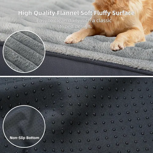 Vista 4 de Cama ortopédica para perros pequeños, cama ortopédica de franela para mascotas con funda extraíble lavable, impermeable, indestructible con parte