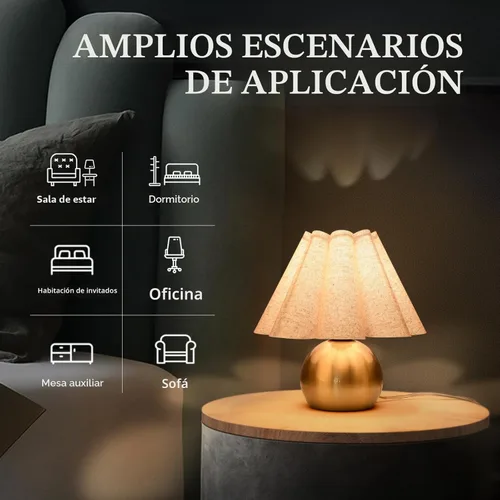 Vista 2 de Lámpara de mesa pequeña dorada para dormitorio, lámparas de dormitorio de latón dorado para mesita de noche, lindas lámparas de mesa mini