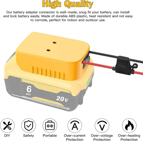 Vista 6 de Adaptador de batería Power Wheels para Dewalt 20V, adaptador de batería Power Wheels, kit de conversión de batería Power Wheels con interruptor