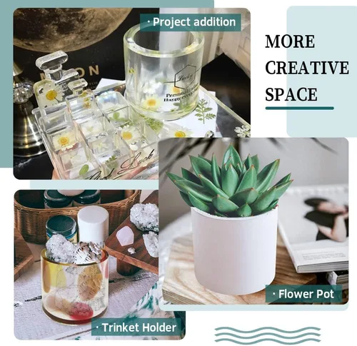 Vista 6 de Molde de resina de silicona grande para hormigón, diámetro interior del proyecto de 2.95 pulgadas, molde de maceta cilíndrica, maceta de bricolaje