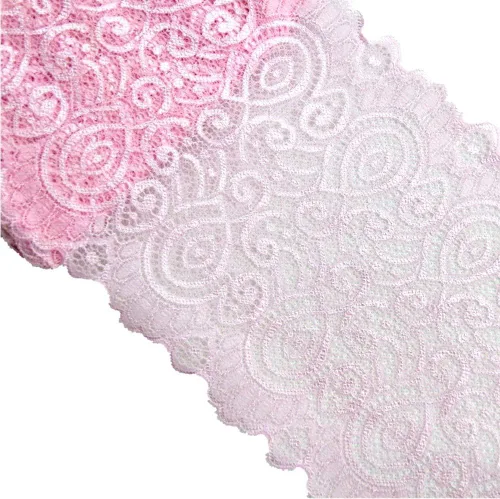 Vista 13 de Cinta elástica de encaje de 5 yardas de ancho y 7 pulgadas de ancho para ropa, manualidades, decoración de ramo de boda, diademas, ligas, decoración