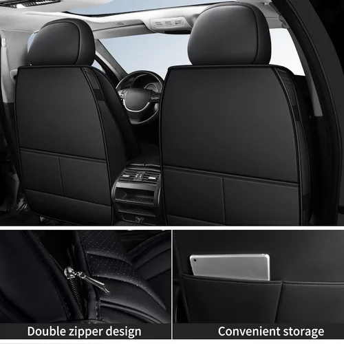 Vista 2 de Fundas de asiento de automóvil, transpirables e impermeables, de piel de napa, para autos, SUV, camiones, sedán, funda universal antideslizante