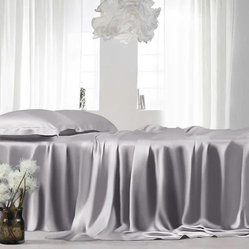 Vista 21 de Juego de sábanas de seda tamaño individual, juego de sábanas de seda auténtica de 7 piezas, juego de edredón de seda verdadera, sábanas de lujo