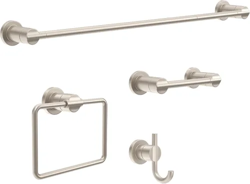 Vista 4 de Delta Nicoli (1 paquete) 18'' con extensor de 6'' Toallero para baño SpotShield Níquel cepillado Extensible 18-24'' Barra de toalla para baño