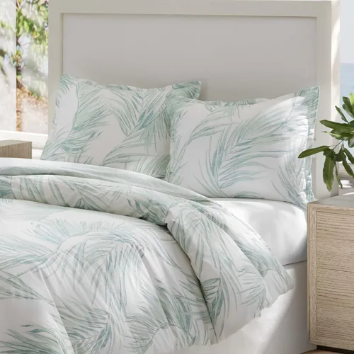 Vista 2 de Tommy Bahama - Juego de funda de edredón tamaño Queen, juego de ropa de cama de algodón reversible con fundas de almohada a juego, elementos