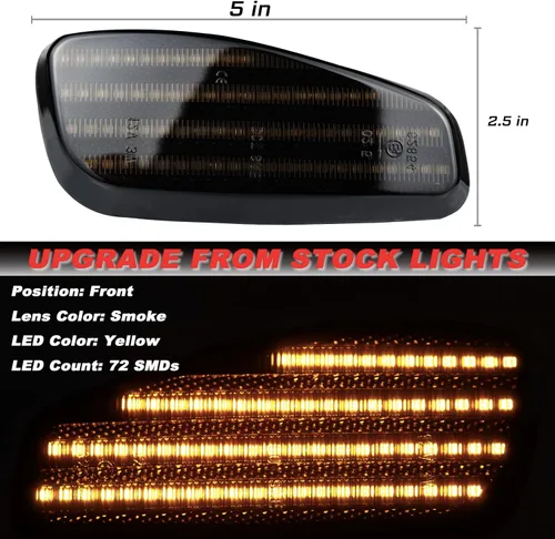Vista 4 de Lentes ahumadas ámbar para guardabarros delantero LED, luces de marcador laterales compatibles con Jeep Renegade SUV 2015 2016 2017 2018 2019 2020