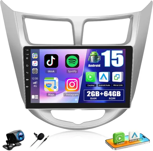 Vista 11 de 2+64G para Hyundai Accent Verna Solaris 2010-2016 Android Radio de coche inalámbrico CarPlay Android Auto estéreo 9 '' pantalla táctil GPS Navi HiFi