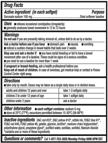 Vista 2 de Kirkland Suavizante de heces Signature 100 mg, 400 cápsulas blandas (paquete de 4)