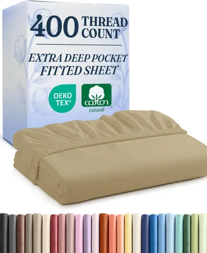 Vista 14 de Sábana bajera ajustable de algodón extra profunda de 400 hilos tamaño individual – Sábana bajera individual de lujo para hotel solamente – Se adapta