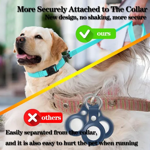Vista 4 de Paquete de 2 soportes impermeables para collar de perro AirTag compatibles con Apple AirTag, soporte de silicona oculto para Airtag Tracker, negro