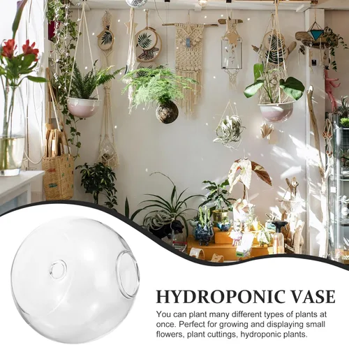 Vista 8 de Wall Hanging Hydroponic Glass Planter Vase 15cm Hanging Flower Pot with No-Trace Nail for Indoor Greenery and Succulent Propagation