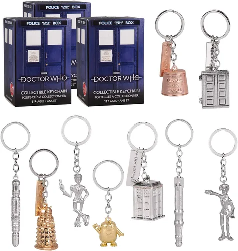 DOCTOR WHO Caja ciega misteriosa, paquete de 3 Recibe 3 llaveros misteriosos Colecciona los 9 Serie 1, Azul, Talla única