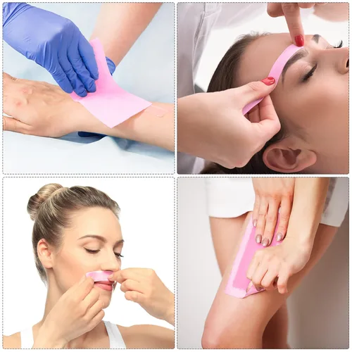 Vista 5 de Maitys 400 tiras de cera no tejidas para depilación facial, corporal, pierna, cara y bikini (rosa)