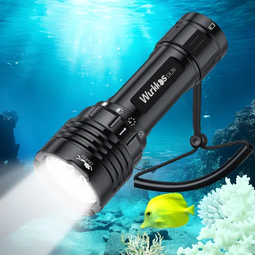 Wurkkos DL30 Linterna de buceo recargable súper brillante Max 3600 lúmenes de luz de buceo con 3 piezas LH351D 90CRI LED, luz de buceo submarina de