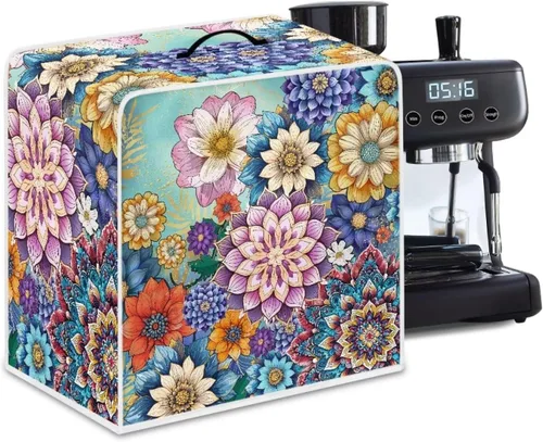 Vista 22 de Funda para cafetera, poliéster, azul, se adapta a la mayoría de máquinas de café estándar, protector resistente al polvo, huellas dactilares