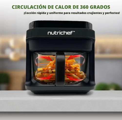 Vista 4 de Nutrichef Freidora de aire de 5.8 cuartos 8 en 1 modos de cocción preestablecidos Cesta transparente para obtener los mejores resultados